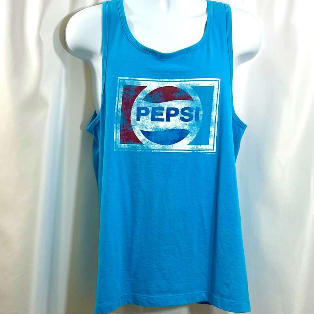 Pepsi Logo Tank Top Savvy Brand Blue Shirt Medium